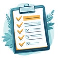 Checklist clipboard tasks completed to-do list planning organization isolated on white background