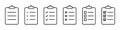 Checklist clipboard vector icon. check list sign outline isolated on white background. clip board or pad symbol. complete document