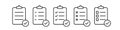 Checklist clipboard vector icon. check list sign outline isolated on white background. clip board or pad symbol. complete document