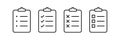 Checklist clipboard vector icon. check list sign outline isolated on white background. clip board or pad symbol. complete document