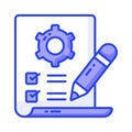 Checklist with cogwheel and pencil showing concept icon of work planning, technical configuration