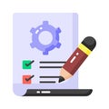 Checklist with cogwheel and pencil showing concept icon of work planning, technical configuration