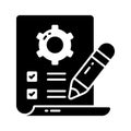 Checklist with cogwheel and pencil showing concept icon of work planning, technical configuration