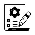 Checklist with cogwheel and pencil showing concept icon of work planning, technical configuration