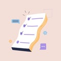 Checklist with complete tasks and goals