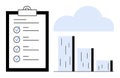Task Checklist with Bar Chart and Cloud Emphasizing Productivity and Progress Monitoring Royalty Free Stock Photo