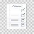 Checklist concept. To do list on realistic school notebook paper. Checkmark