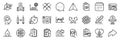 Checklist, Decreasing graph and Inspect line icons pack. For web app. App line icons. Vector
