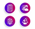 Checklist, Elevator and Presentation board icons set. Megaphone sign. Data list, Lift, Growth chart. Vector