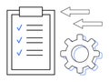 Checklist with Gear and Arrows Representing Workflow and Process Optimization Royalty Free Stock Photo