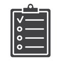 Checklist glyph icon, clipboard and note