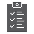 Checklist glyph icon, document and form, report sign, vector graphics, a solid pattern on a white background.