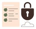 Secure Document with Checklist, Padlock, and Cloud Symbolizing Data Protection and Compliance Royalty Free Stock Photo