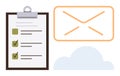 Checklist with Green Checks Beside Envelope and Cloud for Task Management and Communication Royalty Free Stock Photo