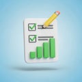 Checklist with growing bar chart and pencil symbolizing success and progress Royalty Free Stock Photo