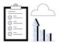 Checklist and Growth Chart with Cloud Highlighting Progress and Organization Royalty Free Stock Photo