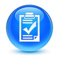 Checklist icon glassy cyan blue round button