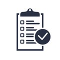 Checklist icon vector. Clipboard icon, business agreement checkbox list. Time management, notes to do list, choice
