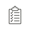 Checklist icon vector. Line clipboard symbol.