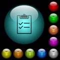 Checklist icons in color illuminated glass buttons