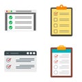 Checklist icons set flat vector isolated