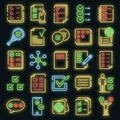Checklist icons set vector neon