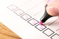 Checklist, keeping score of obligations or completed tasks in project concept.