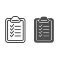 Checklist line and glyph icon. List vector illustration isolated on white. Checkboard outline style design, designed for