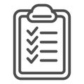 Checklist line icon. List vector illustration isolated on white. Checkboard outline style design, designed for web and