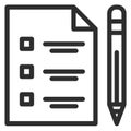 Checklist line icon. Test or exam sheet symbol