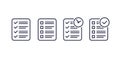 Checklist line icons, list with tasks, goals
