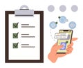 Secure Verification with Smartphone and Checklist Signifying Task Completion and Authentication Royalty Free Stock Photo
