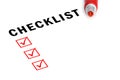 Checklist with marker and checked boxes. Royalty Free Stock Photo