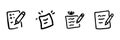 Checklist And Note Icons Line Set In Doodle Style. Task Management, Idea Generation, And Creative Writing Outline Sketch Royalty Free Stock Photo