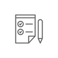 Checklist pen  outline icon. Elements of Business illustration line icon. Signs and symbols can be used for web, logo, mobile app Royalty Free Stock Photo