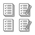 Checklist pencil icon. Pencil with paper icon, Contract vector icon. Test icon.