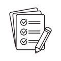 Checklist with pencil icon. Test, questionnaire icon. To do list vector icon.