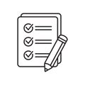 Checklist with pencil icon. Test, questionnaire icon. To do list vector icon.