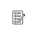 Checklist pencil vector icon. Black illustration isolated on white background for graphic and web design.