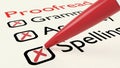 Checklist of proofreading characteristics grammar accuracy and spelling