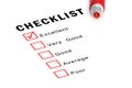 Checklist with red marker and checked boxes. Royalty Free Stock Photo