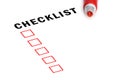 Checklist with red marker and checked boxes. Royalty Free Stock Photo