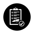 Checklist, report, writing icon. Black vector design