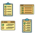 Checklist test icons set vector color