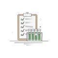 Checklist and Test Tubes Illustrate Lab Work, Science Research, and Medical Experiments Royalty Free Stock Photo