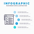 Checklist, Testing, Report, Qa Blue Infographics Template 5 Steps. Vector Line Icon template