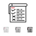 Checklist, Testing, Report, Qa Bold and thin black line icon set Royalty Free Stock Photo
