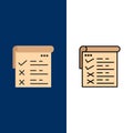 Checklist, Testing, Report, Qa  Icons. Flat and Line Filled Icon Set Vector Blue Background Royalty Free Stock Photo
