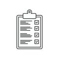 Checklist thin line icon. Approved document. Vector