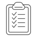 Checklist thin line icon. List vector illustration isolated on white. Checkboard outline style design, designed for web